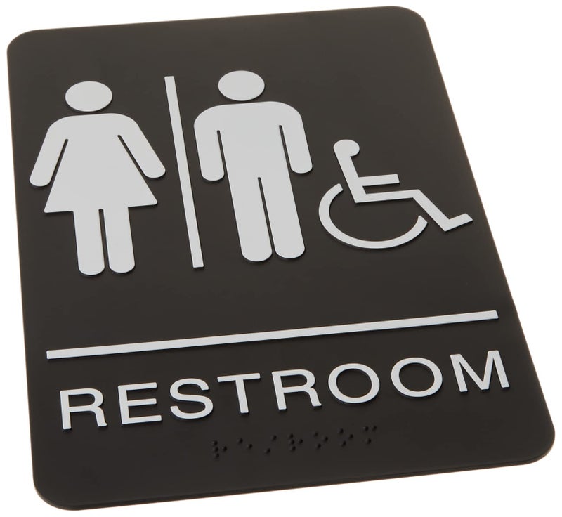 Headline Sign 9007 ADA Wheelchair Accessible Restroom Sign with Grade 2 Braille and Tactile Graphics, 6 Inches by 9 Inches, Black/White, Made in USA - Image 4